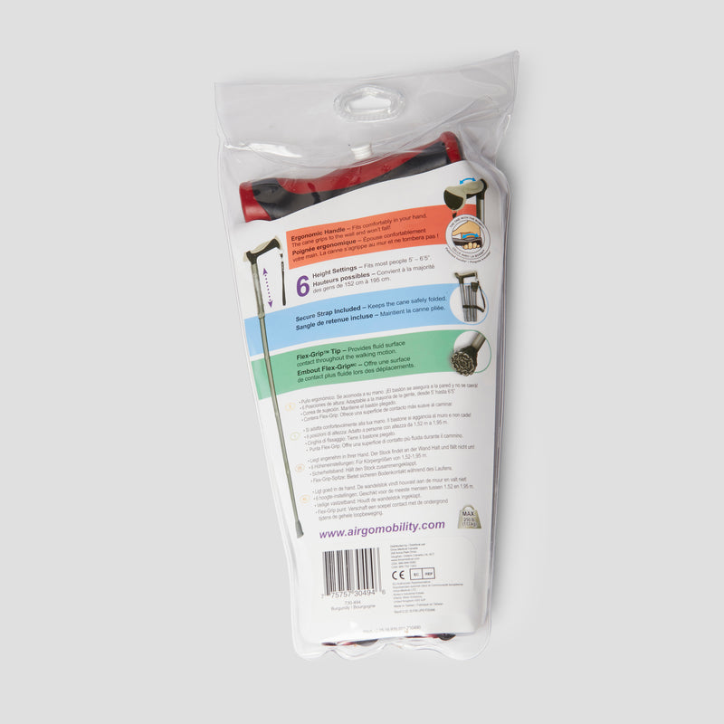 Load image into Gallery viewer, Buy Airgo Burgundy Folding Cane Online | Maxim Medical US