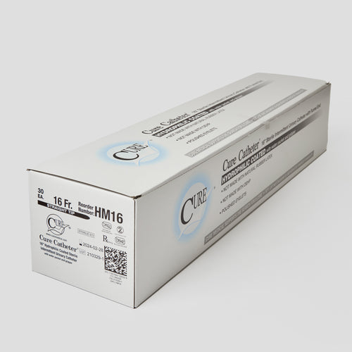 Cure catheter 16” hydrophilic Coates sterile intermittent urinary catheter