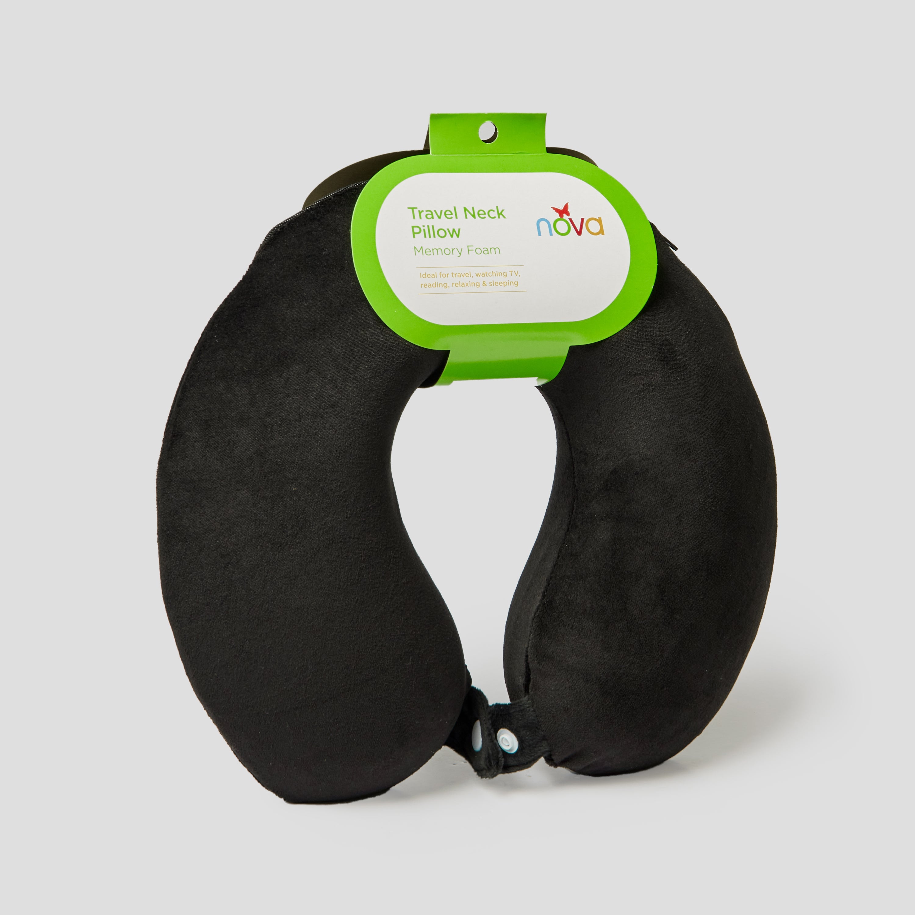 Nova Travel Neck Pillow Memory Foam - Black