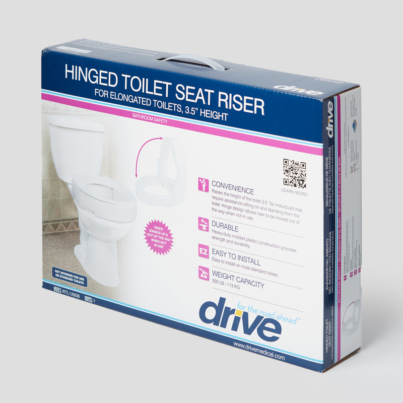 Load image into Gallery viewer, Drive Hinged Toilet Seat Riser Elongated (3.5")

